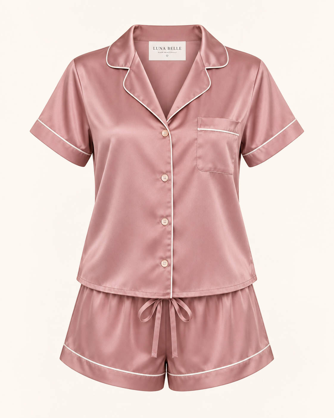 Mauve satin pyjama set